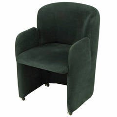 Suede Barrel Back Arm Chair By Preview Furniture Attributed to Vladimir Kagan