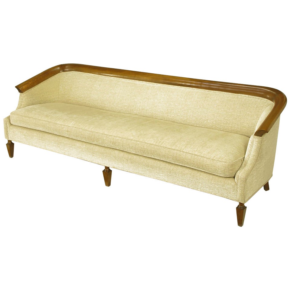 Empire Revival Walnut and Taupe Boucle' Sofa