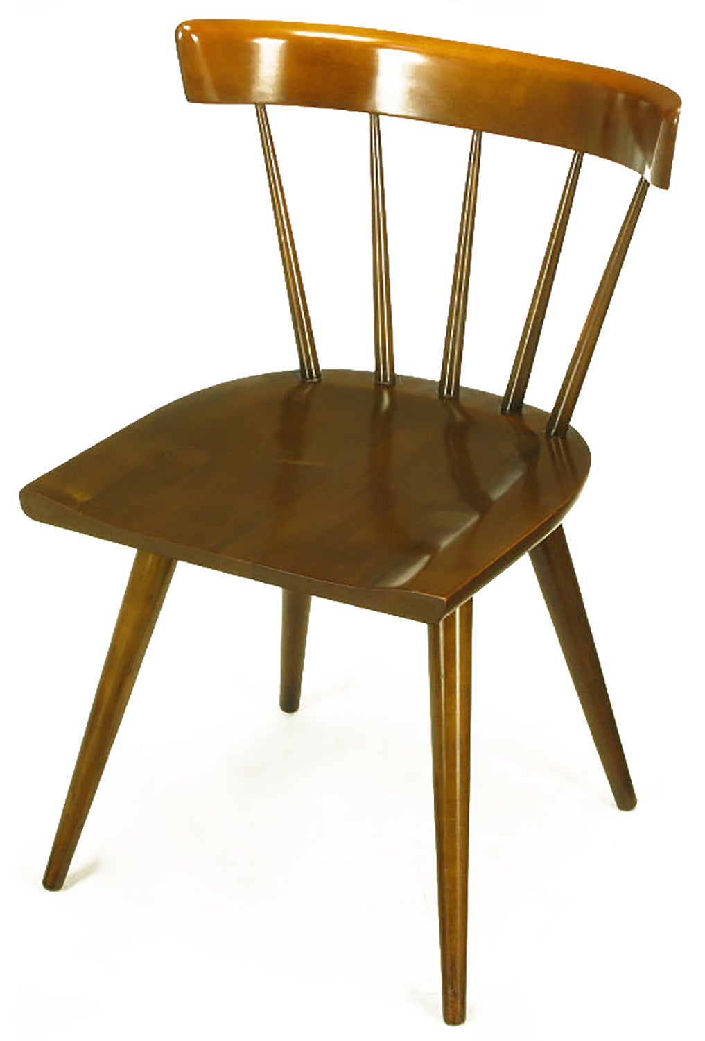 American Four Paul McCobb Dark Maple Spindle-Back Dining Chairs For Sale