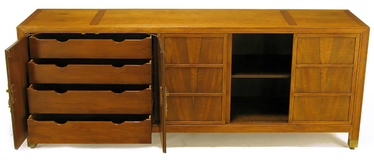Mid-20th Century Frank Van Steenberg for Baker Far East Collection Walnut Sideboard For Sale