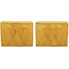 Pair of Milo Baughman for Directional Burled Olive Wall-Mount Cabinets 4