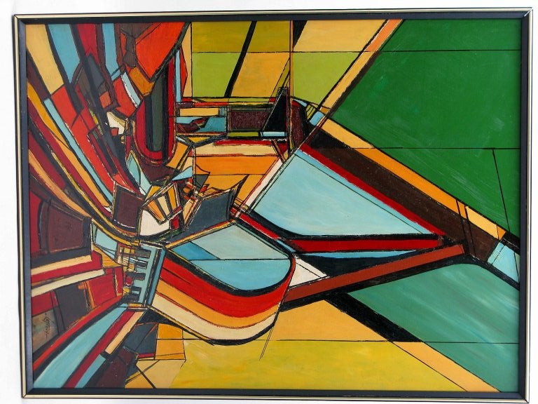 This striking acrylic on board was painted by Illinois artist Edward Cathony. Created in a style Cathony calls 