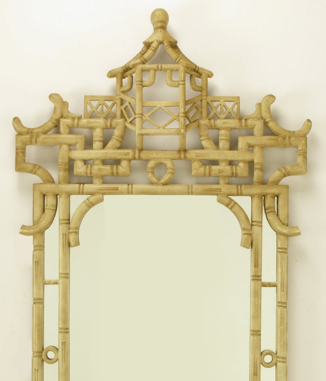 American Large Lacquered Chinese Chippendale Mirror