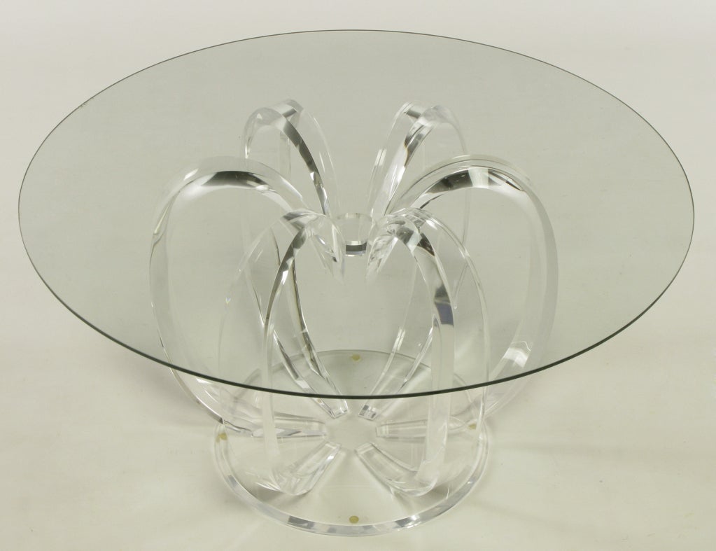Melon Form Lucite & Glass End Table