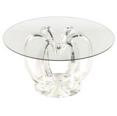 Melon Form Lucite 
Glass End Table