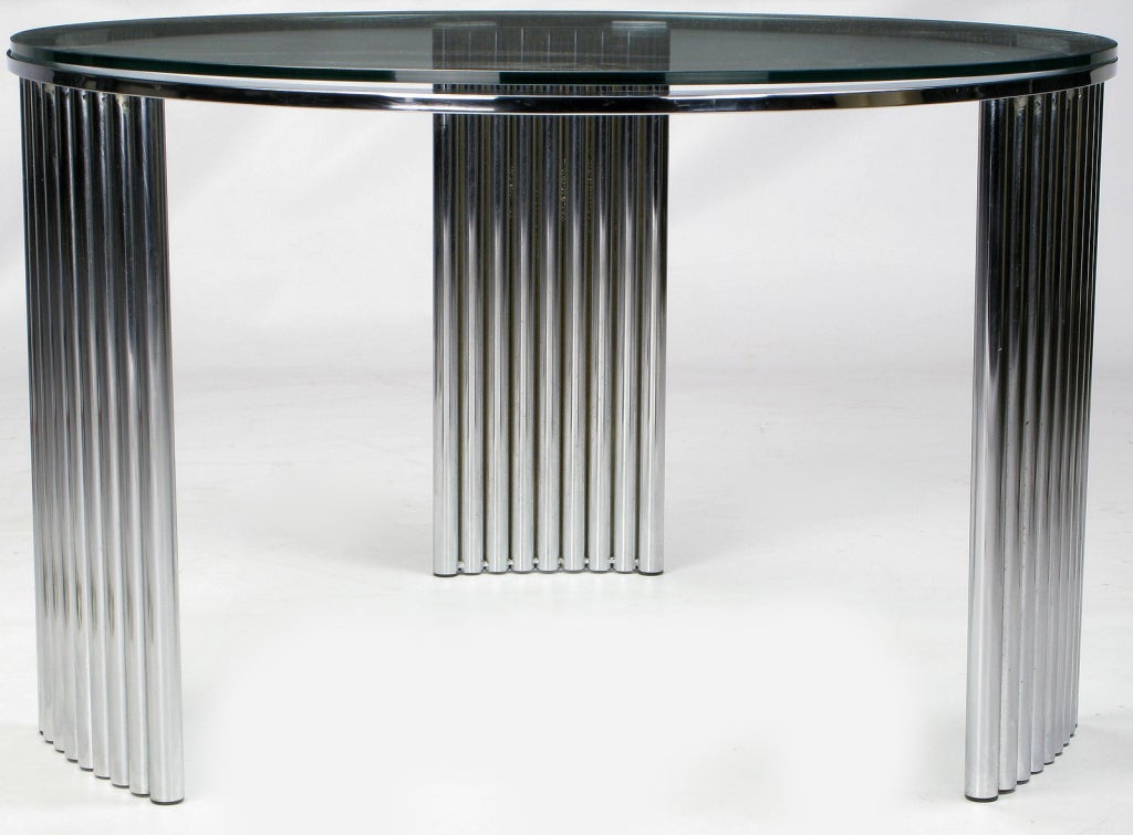 Late 20th Century Art Deco Tubular Chrome Coffee Table Attr. Vermillion Of LA