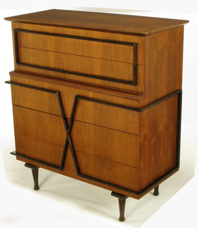 Walnut American Of Martinsville X-Front Tall Chest