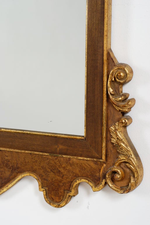 20th Century La Barge Italian Burl & Gilt Georgian Style Mirror