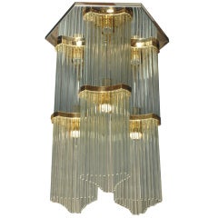 Italian Two-Tier Glass Rod Hexagonal Chandelier