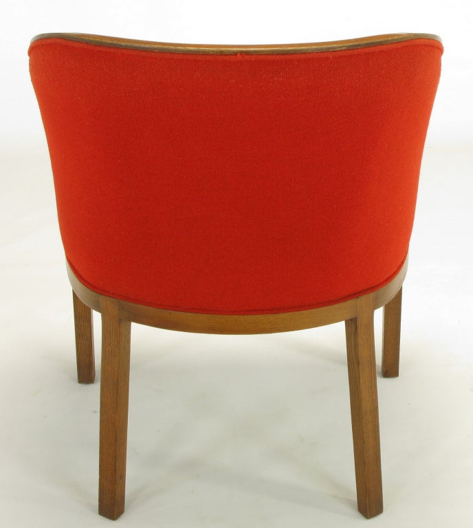 Pair Ward Bennett Ash & Persimmon Wool Lounge Chairs 2