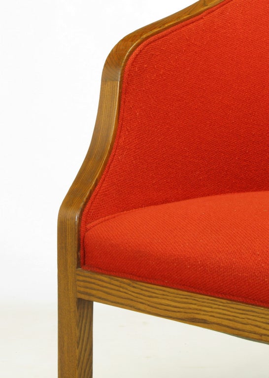 Pair Ward Bennett Ash & Persimmon Wool Lounge Chairs 3