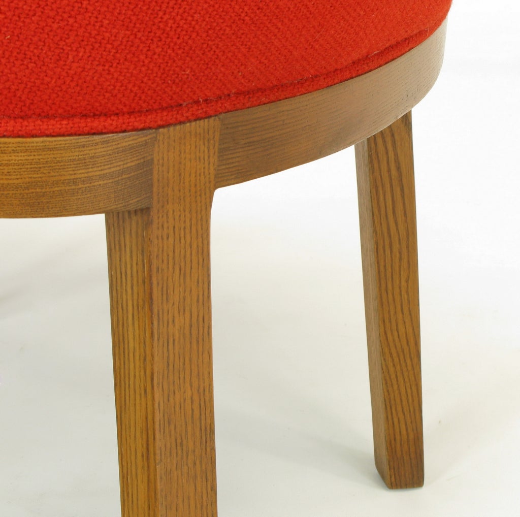 Pair Ward Bennett Ash & Persimmon Wool Lounge Chairs 4