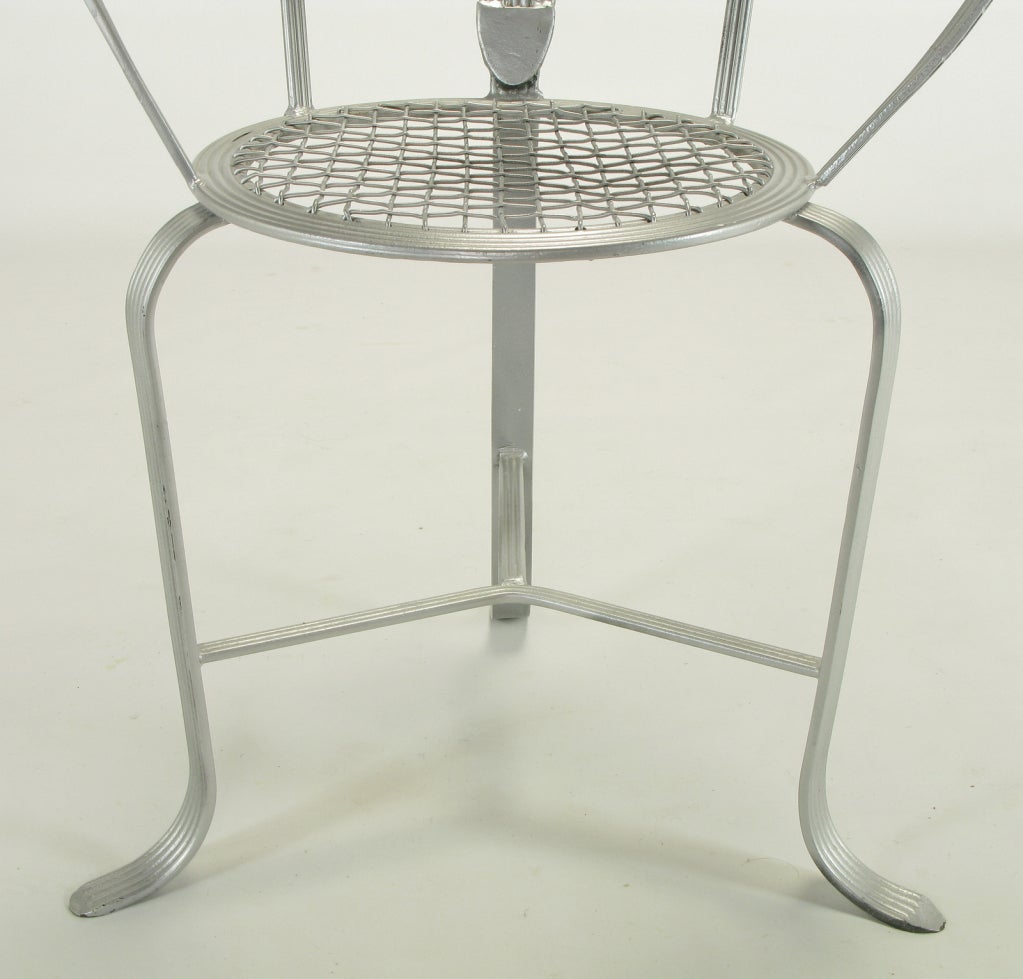 Incised Iron Three-Leg Side Chair For Sale 3