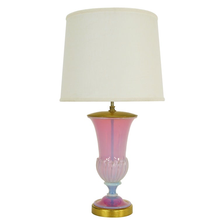 Opalescent Murano Glass Vase-Form Table Lamp
