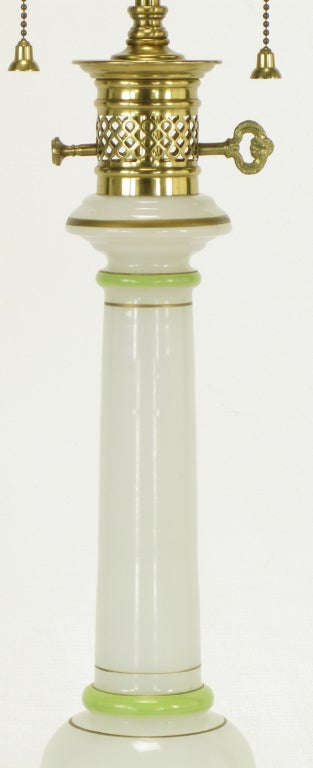 Mid-20th Century Warren Kessler Empire Style White & Jade Glass Table Lamp