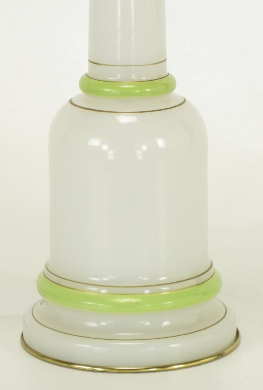 Milk Glass Warren Kessler Empire Style White & Jade Glass Table Lamp