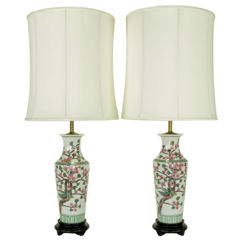 Norman Perry Cherry Blossom Chinese Porcelain Table Lamps at 1stDibs |  cherry blossom lamp