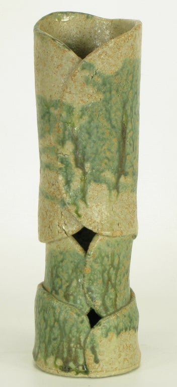 Mid-Century Modern William A. Hoffman Three Part Earthen Glazed Pierced Vase