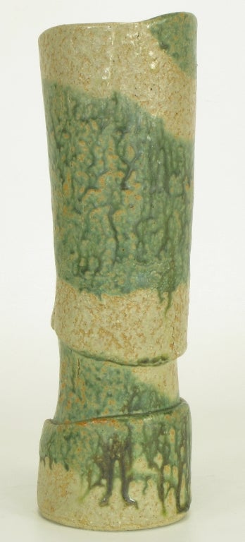 Mid-20th Century William A. Hoffman Three Part Earthen Glazed Pierced Vase