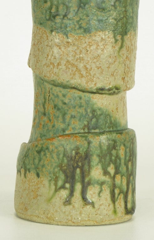 Ceramic William A. Hoffman Three Part Earthen Glazed Pierced Vase