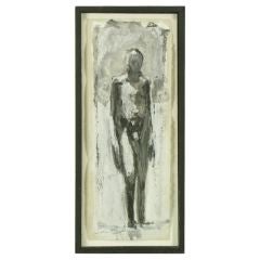 Vintage Dan Barber, American, Casein On Paper Of Abstract Nude.