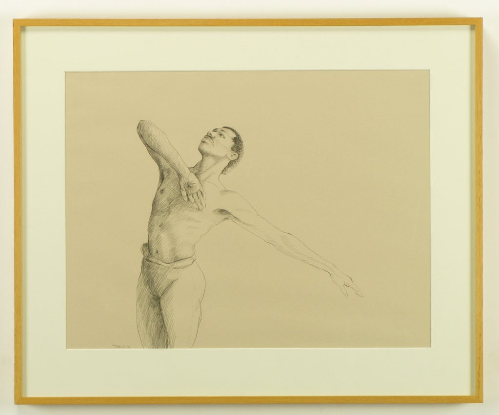 Graphite on woven paper portrait of a dancer titled,