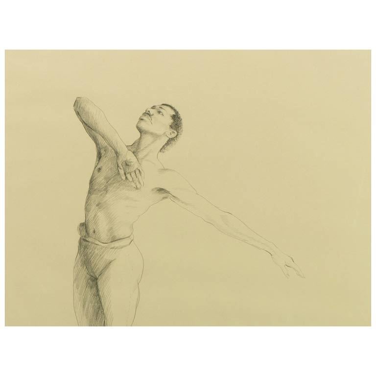 Jerry Torn, American (1933-) Portrait, Graphite on Woven Paper For Sale