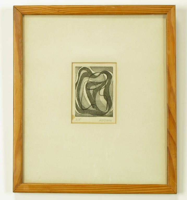 Framed black and white lithograph by notable American artist William August  Hoffman. <br />
Hoffman was a noted artist who worked in several mediums including ceramic sculpture, oil & acrylic paints, and printmaking. He served as an instructor at