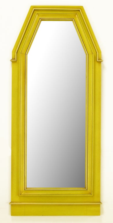 Neoclassical Console & Mirror In Glazed Yellow Lacquer