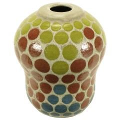 1967 Colorful Dotted Ceramic Vase By Tomiya Matsuda (1939-2011)