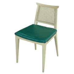 Vintage Edward Wormley Bleached Mahogany & Turquoise Side Chair