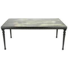 Carved Black Lacquer 
Antique Mirror Dining Table