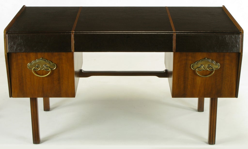 Bert England Persian Walnut & Leather Desk For John Widdicomb