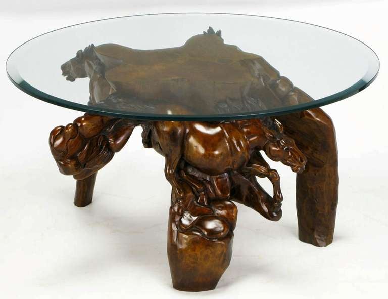 Incredible Equine Carved Wood Coffee Table 2