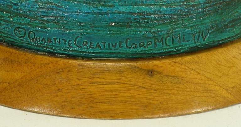 Blue-Green Incised Pottery Table Lamp After Aldo Lodi 2