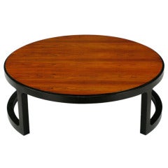 Edward Wormley Round Rosewood & Mahogany Coffee Table