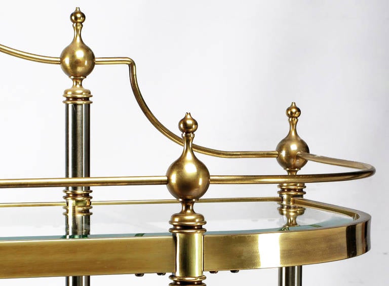 Italian Regency Brass and Brushed Steel, Five-Shelf Etagere In Good Condition In Chicago, IL