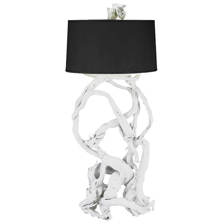 Driftwood Floor Lamp in White Lacquer For Sale at 1stdibs