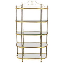 Italian Regency Brass and Brushed Steel, Five Shelf Etagere 7