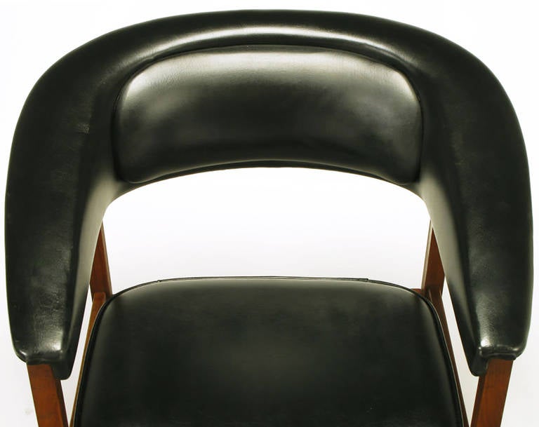 Walnut and Black Upholstery Barrel Back Desk Chair 3