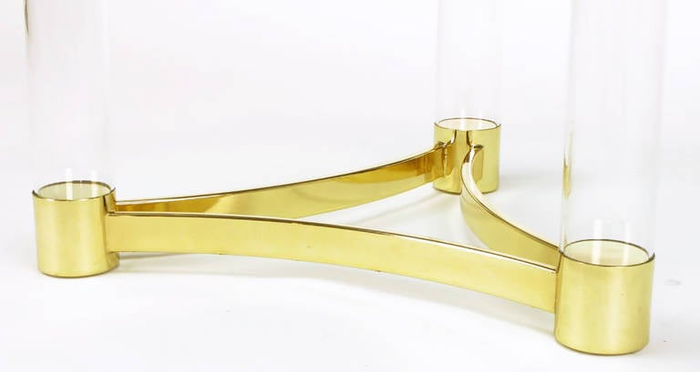 Late 20th Century Brass and Lucite Reverse Trefoil Coffee Table