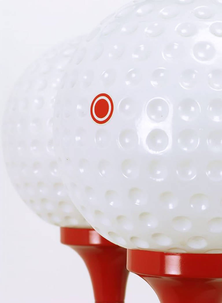 Five Light Golf Balls on Red Tees Chandelier with Hole Flags 4