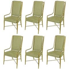 Six Italian Brass Bamboo Dining Chairs