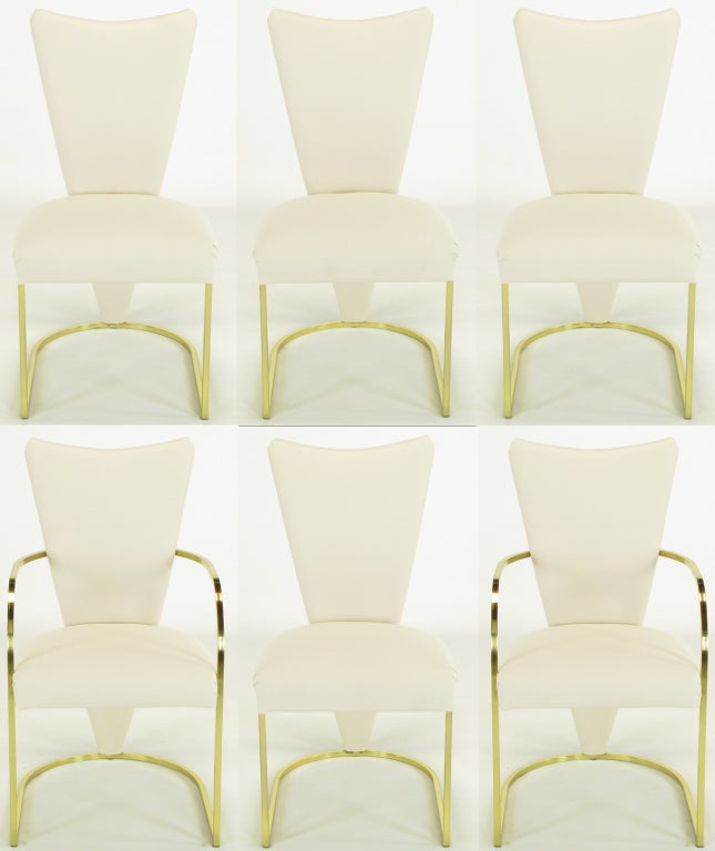 Six DIA Postmodern Brass & Wool DIning Chairs