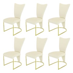 Six DIA Postmodern Brass & Wool DIning Chairs