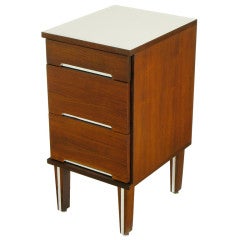 Walnut & White Micarta Three Drawer Night Stand