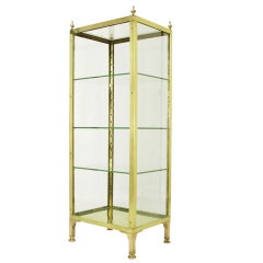 Vintage 1930s Brass & Glass Three-Shelf Vitrine