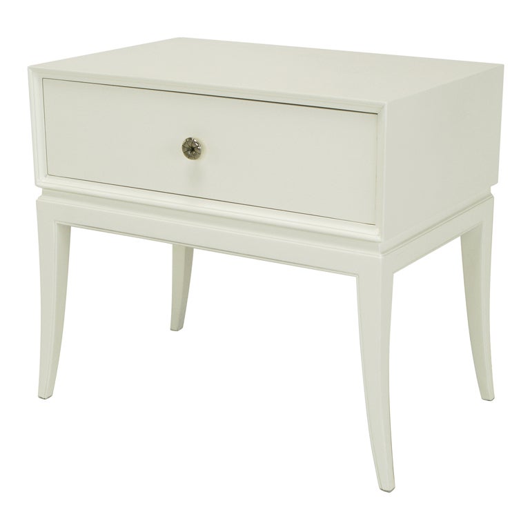 Tommi Parzinger White Lacquered Nightstand at 1stdibs