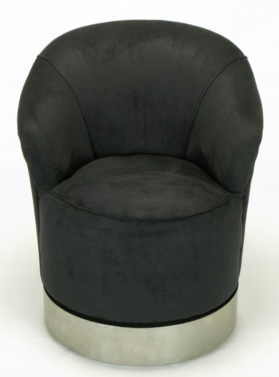 Pair Sally Sirkin Lewis Swivel Base Club Chairs at 1stdibs