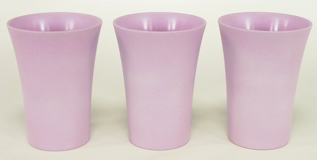 German Set Three Scheurich Ceramic Matte Glazed Lavender Vases